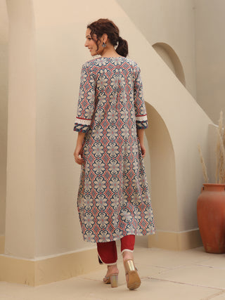 Beige casual kurta