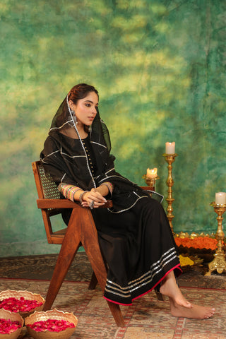 Black Anarkali with Pants & Dupatta