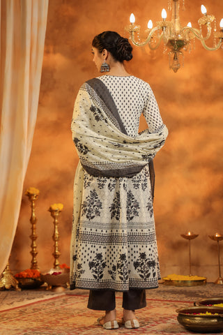 Black Cotton Kurta Trouser Set