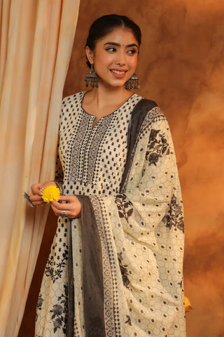 Black Floral Everyday Kurta