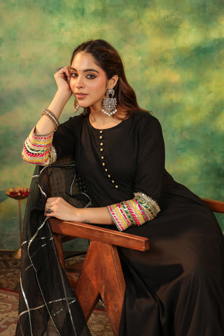 Black Party Wear Kurta Set