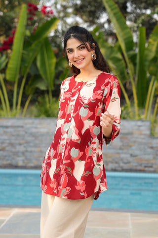 Breathable printed cotton top for daily wear
