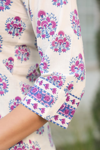 Breathable pure cotton top with ethnic pattern print