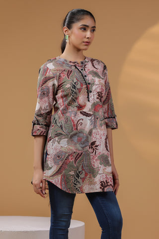 Brown Casual Cotton Top