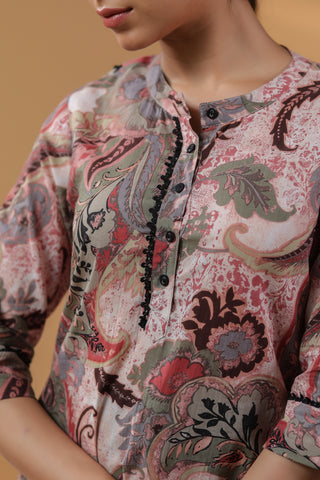 Brown Elegant Printed Top