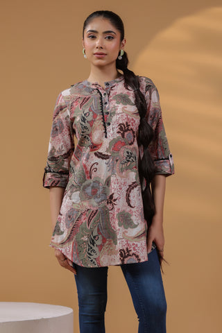 Brown Ethnic Print Top