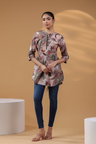 Brown Printed Cotton Top
