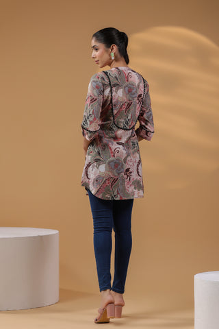 Brown Soft Cotton Printed Top