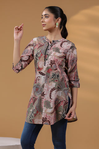 Brown Traditional Print Top