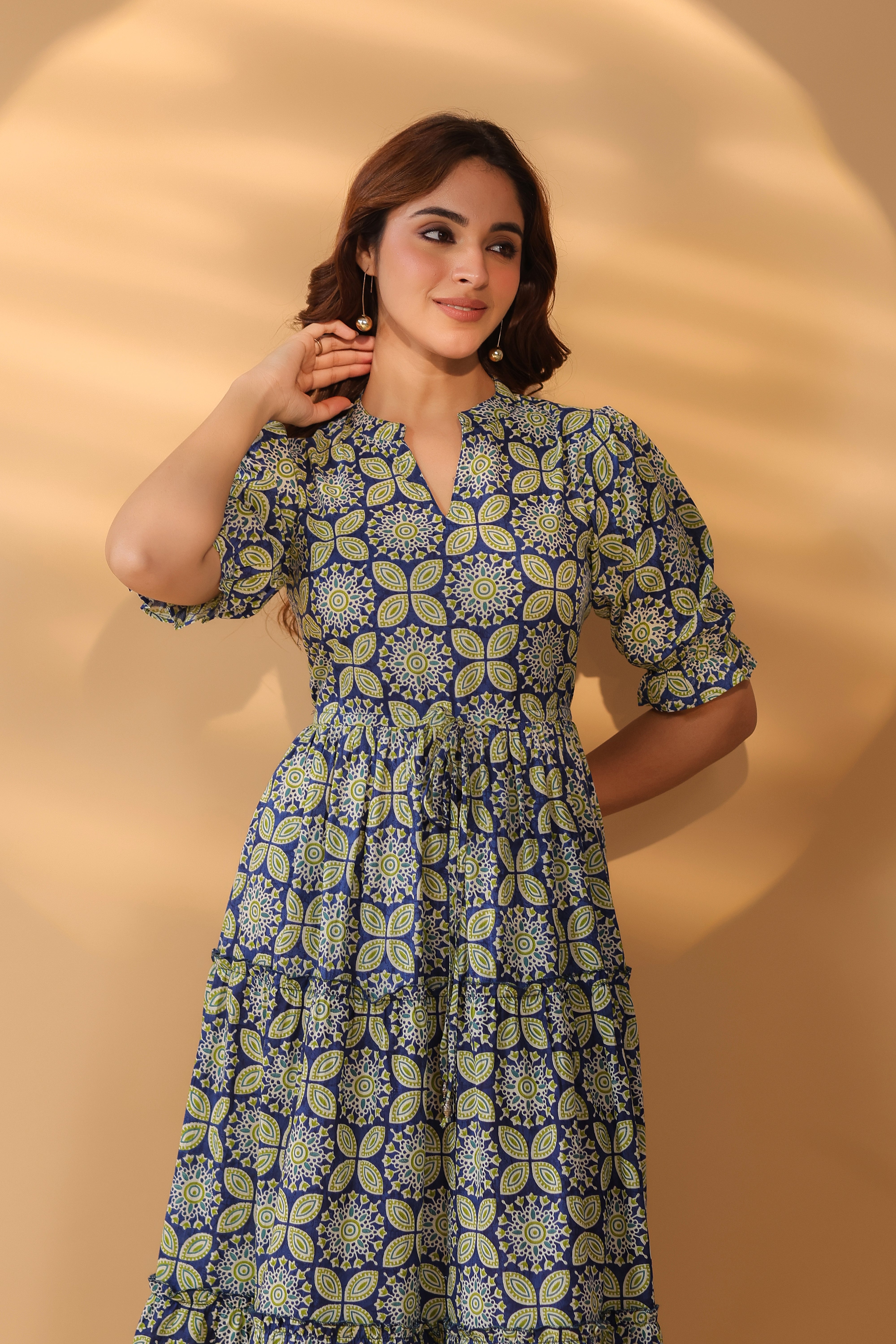 Printed Fit & Flared Maxi Ethnic Dresses – Rain & Rainbow