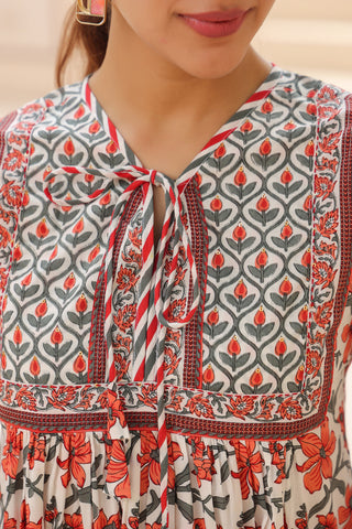 Casual Floral A-Line Cotton Top