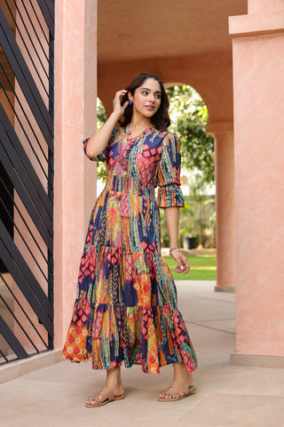 Casual ethnic V-neck dress