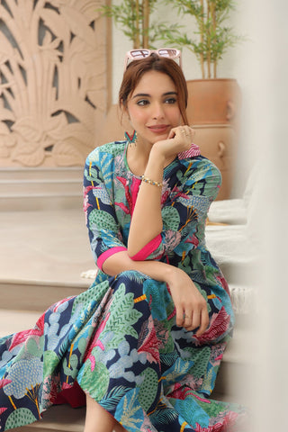 Casual tropical midi dress