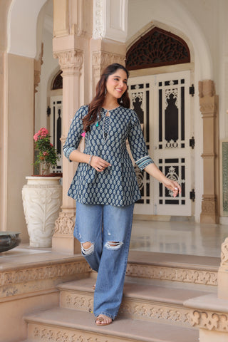 Chic printed cotton top women