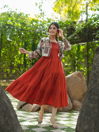 Comfortable cotton fit flare midi dress