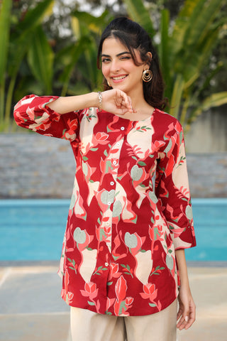 Comfortable printed cotton top for women