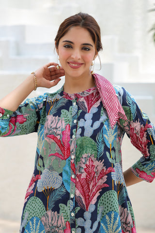 Cotton Ethnic Tropical Tunic Outfit