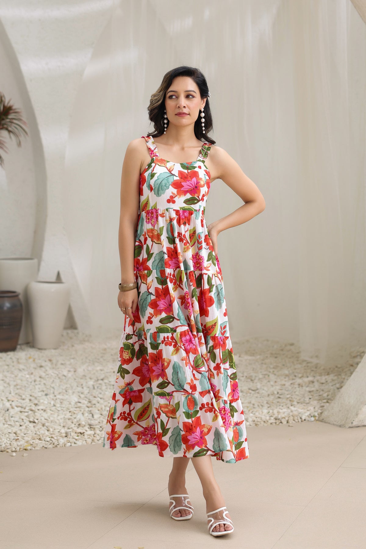 slim fit dress slacks Embroidered Floral High Low Fit N Flare Dress – Terijon.com