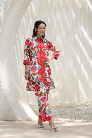 Cotton High Low Tunic With Trousers