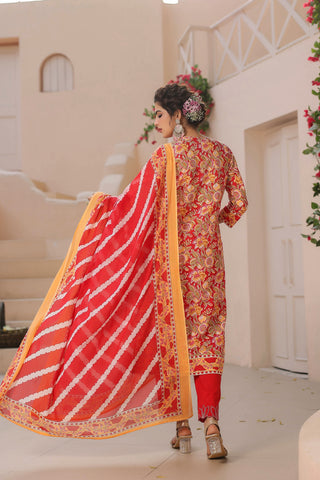 Cotton Kurta Set with Sequins Detail