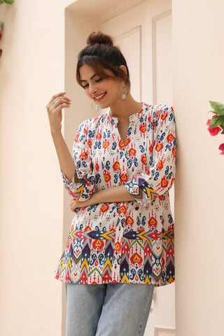 Cotton Top with Floral Print Design