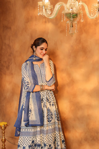Cotton blue kurta with dupatta