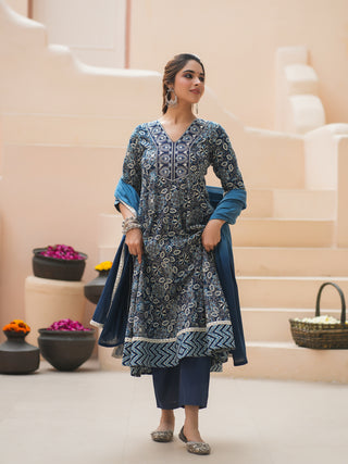Cotton blue kurta with trousers