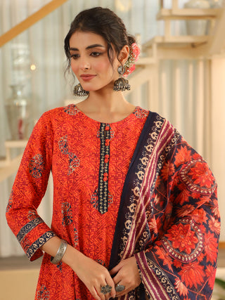 Cotton ethnic kurta trouser dupatta set