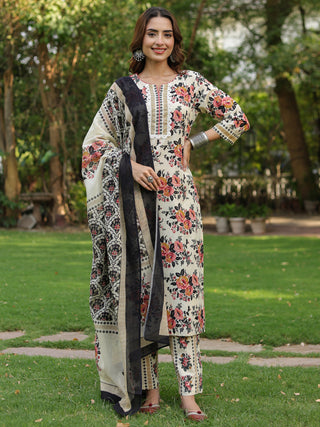 Cotton floral kurta trouser set