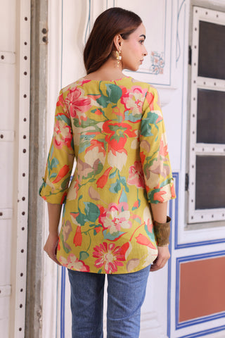 Cotton floral printed top