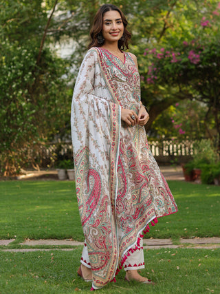 Cotton kurta trouser dupatta set