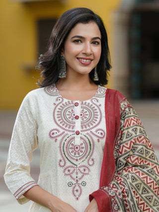 Cotton kurta with trousers and dupatta
