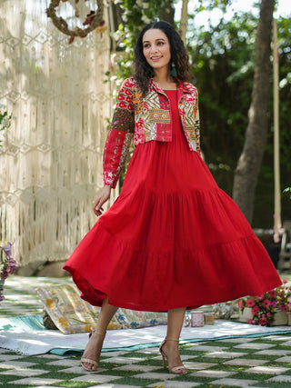 Cotton midi dress with jacket