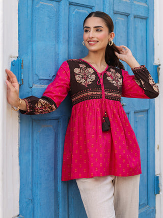 Cotton print casual top