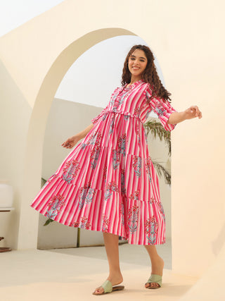 Cotton printed midi dress