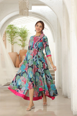 Cotton tropical midi dress