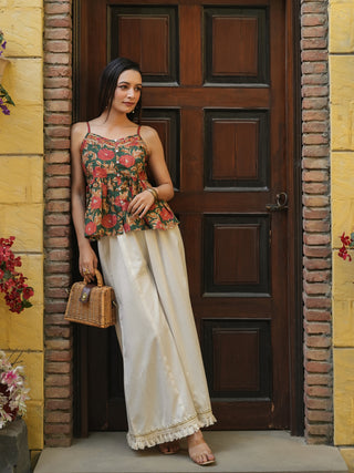 green floral printed top