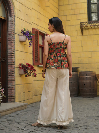 green floral printed sleeveless top