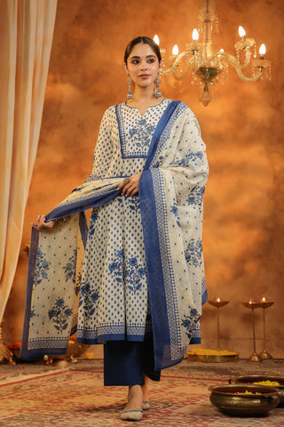 Daily wear blue cotton kurta