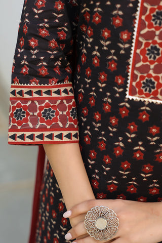 Daily wear cotton kurta set with ethnic motifs and dupatta