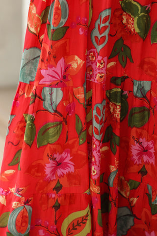 Elegant Floral Midi Ethnic Dress