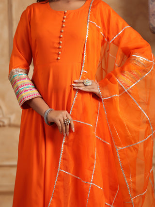 Elegant Orange Gotta Patti Set