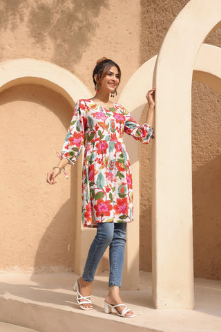 Elegant White Printed Tunic