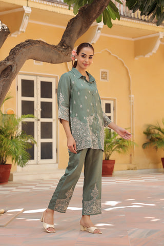 Embroidered matching set women