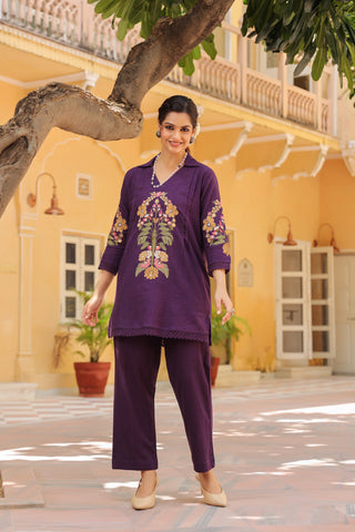Embroidered top trouser set