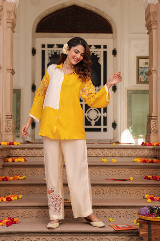 Embroidered tunic and trousers set women