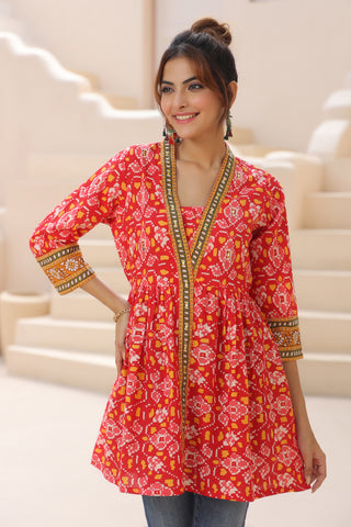 Empire Waist Floral Cotton Top