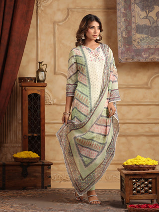 Ethnic Motif Kurta Trouser Dupatta Set