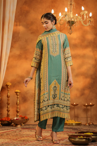 Ethnic Motif Round Neck Kurta Set