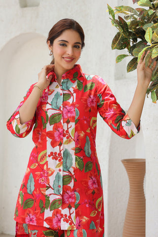 Ethnic Motifs Wine Printed Cotton Kurti